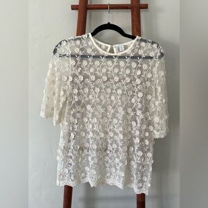 Olive (UK) Lace See Through Half Sleeve Blouse (OS, VGUC)